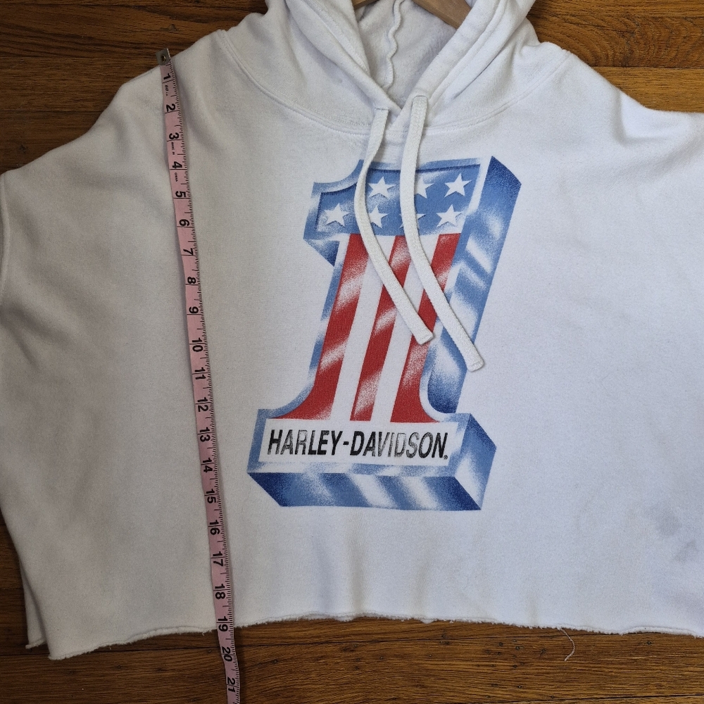 Harley Davidson Cropped Flag Bars and Stars Hoodie Size 2XL - Picture 7 of 7